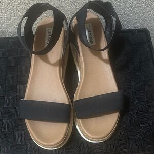 Steve Madden Black and Tan Women's Sandals